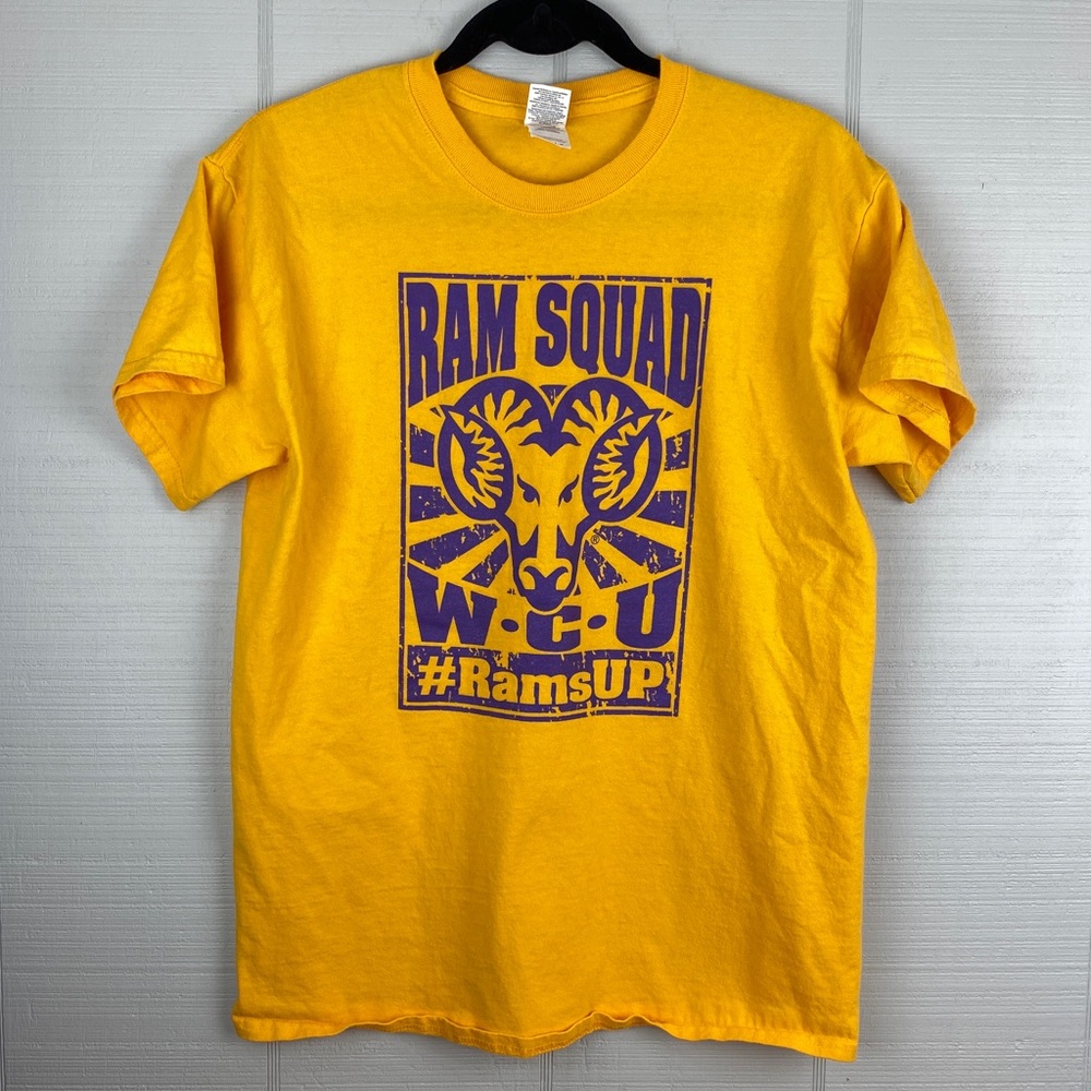 WCU Ram Squad Graphic Yellow and Purple Short Sleeve T-shirt M